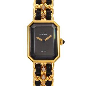 CHANEL Premiere Size M H0001 Vintage Quartz Black Dial Ladies Watch 90290769